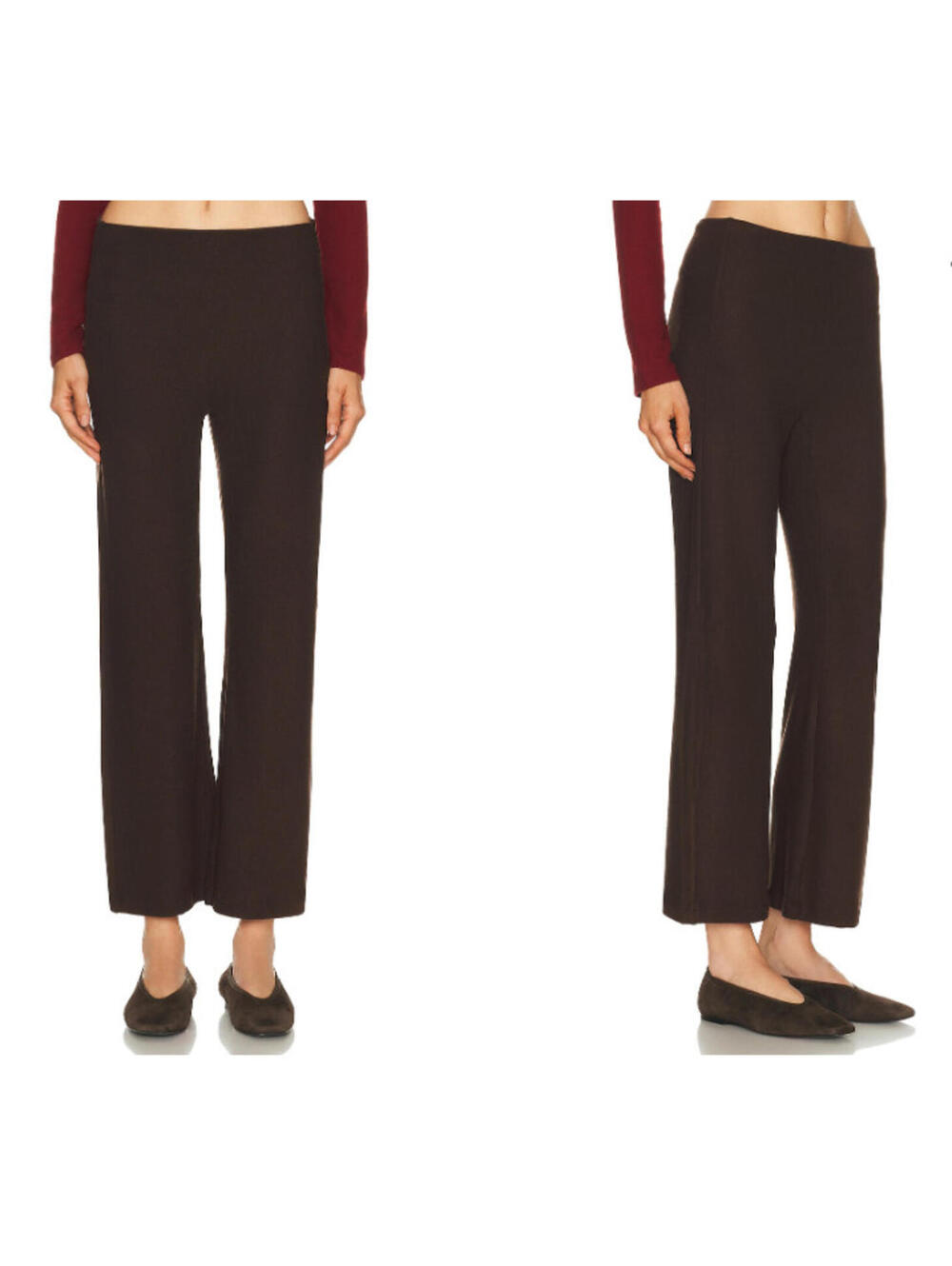 LESET Lauren Crop Flare Pant brown size S NWT $160msrp